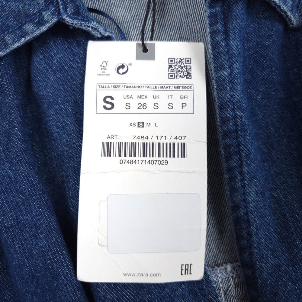 ZARA Oversized Denim Button Down Midi Dolman Sleeve Shirt Dress Dark Wash Small - Picture 2 of 8